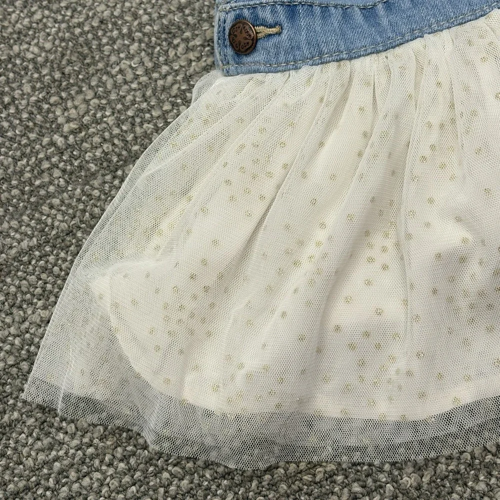 Osh‎ Kosh B Gosh Denim Overall W Ivory Tutu Vestbak Skirt 18M Cute